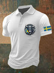 Mäns Sverige Viking Style Tryckt polo skjjorta zartstils