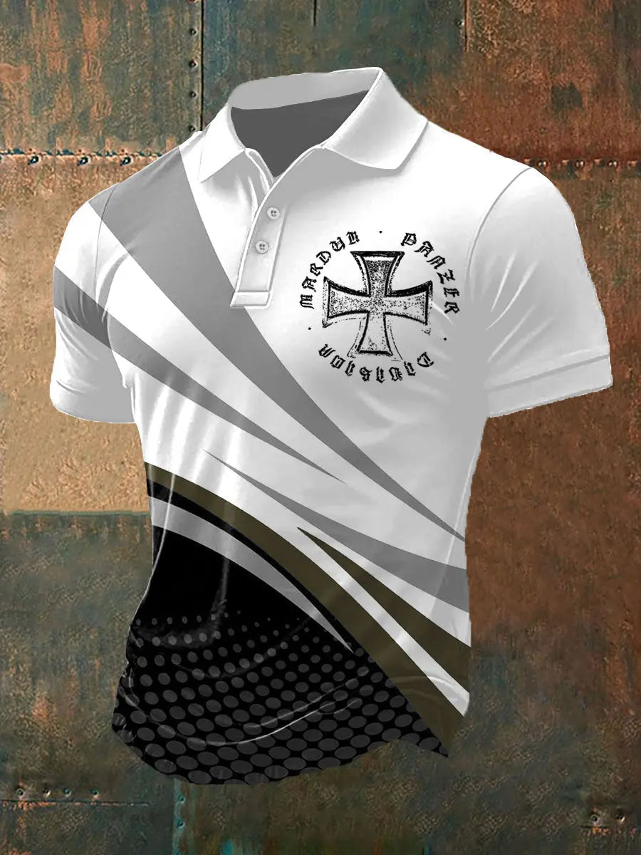 Herren Deutschem Eisernen Kreuz bedruck Polo Shirt zartstils