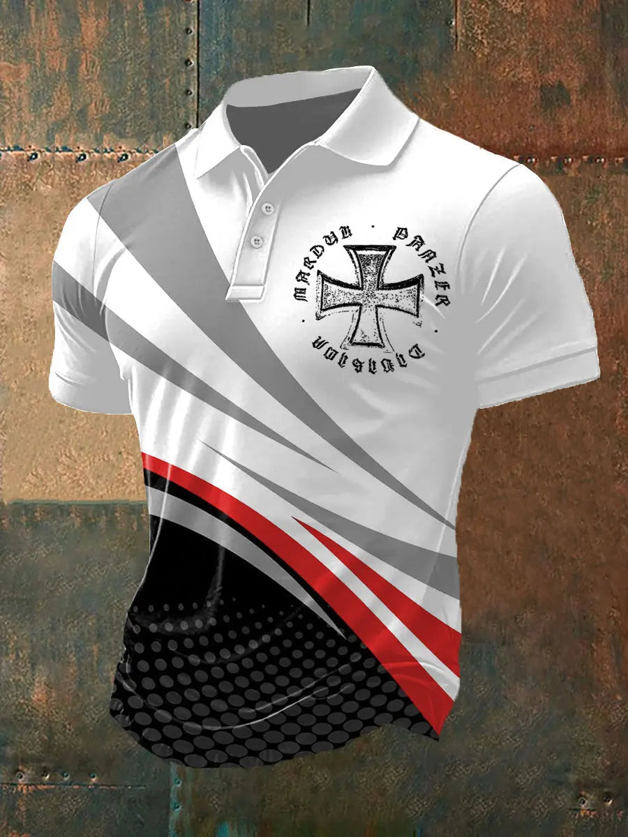 Herren Deutschem Eisernen Kreuz bedruck Polo Shirt zartstils