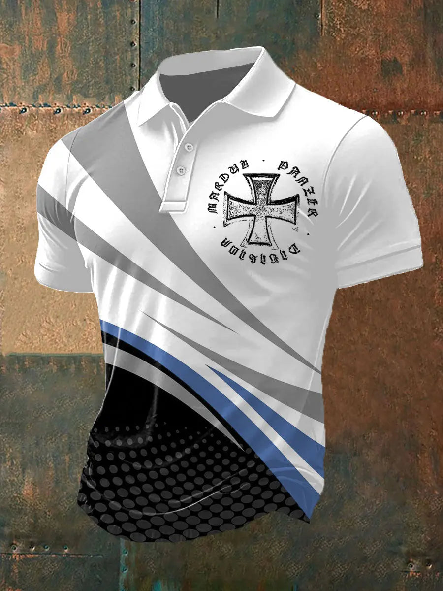 Herren Deutschem Eisernen Kreuz bedruck Polo Shirt zartstils