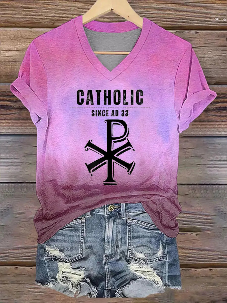 Women's Roman Catholic Traditionalist Papal V-neck T-shirt zartstils