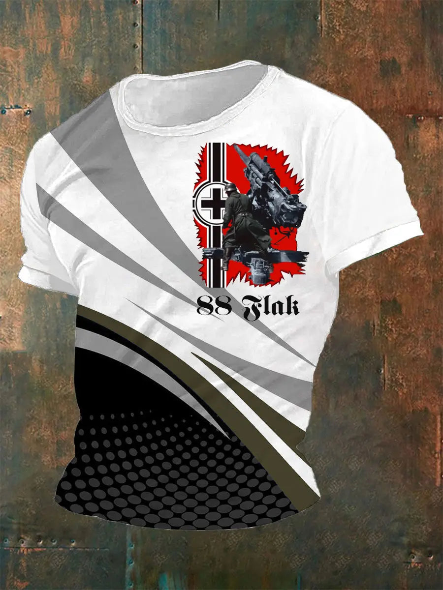 88 Flak bedrucktes Kurzarm-T-Shirt für Männer zartstils