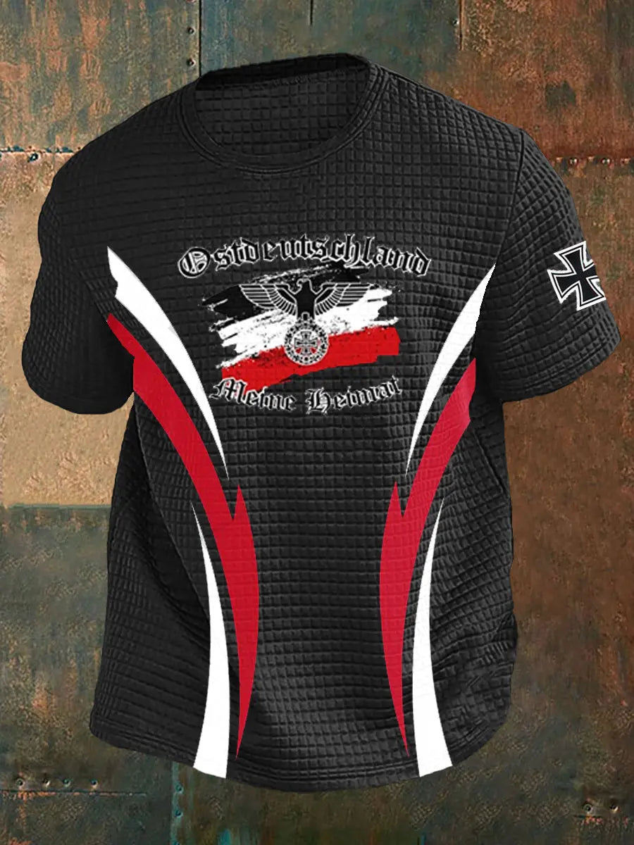 Herren Loses Basic V-Ausschnitt bedrucktes Kurzarm-T-Shirt zartstils