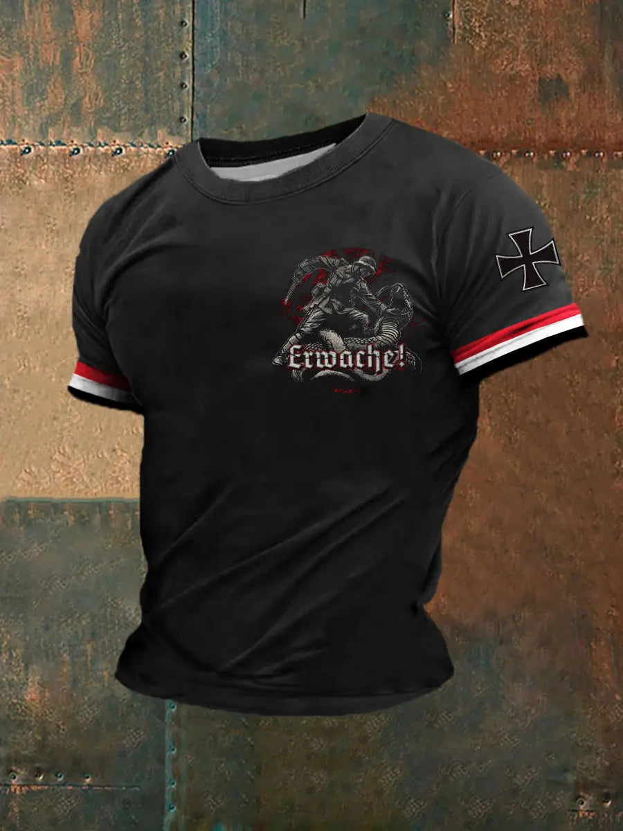 Herren-Erwache bedrucktes Kurzarm-T-Shirt zartstils