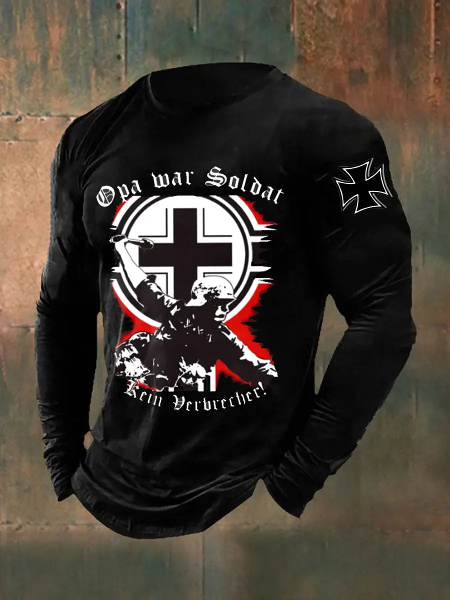 Herren Opa War Soldat Kein Verbrecher Langarm Rundhals T-Shirt zartstils