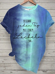 Damen Lächeln Tie Dye Print Kurzarm T-Shirt zartstils
