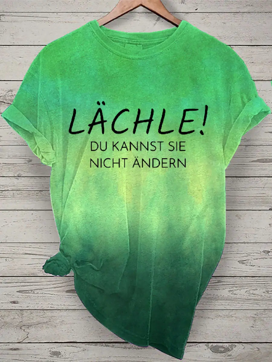 Damen Lächle Tie Dye Print Kurzarm T-Shirt zartstils