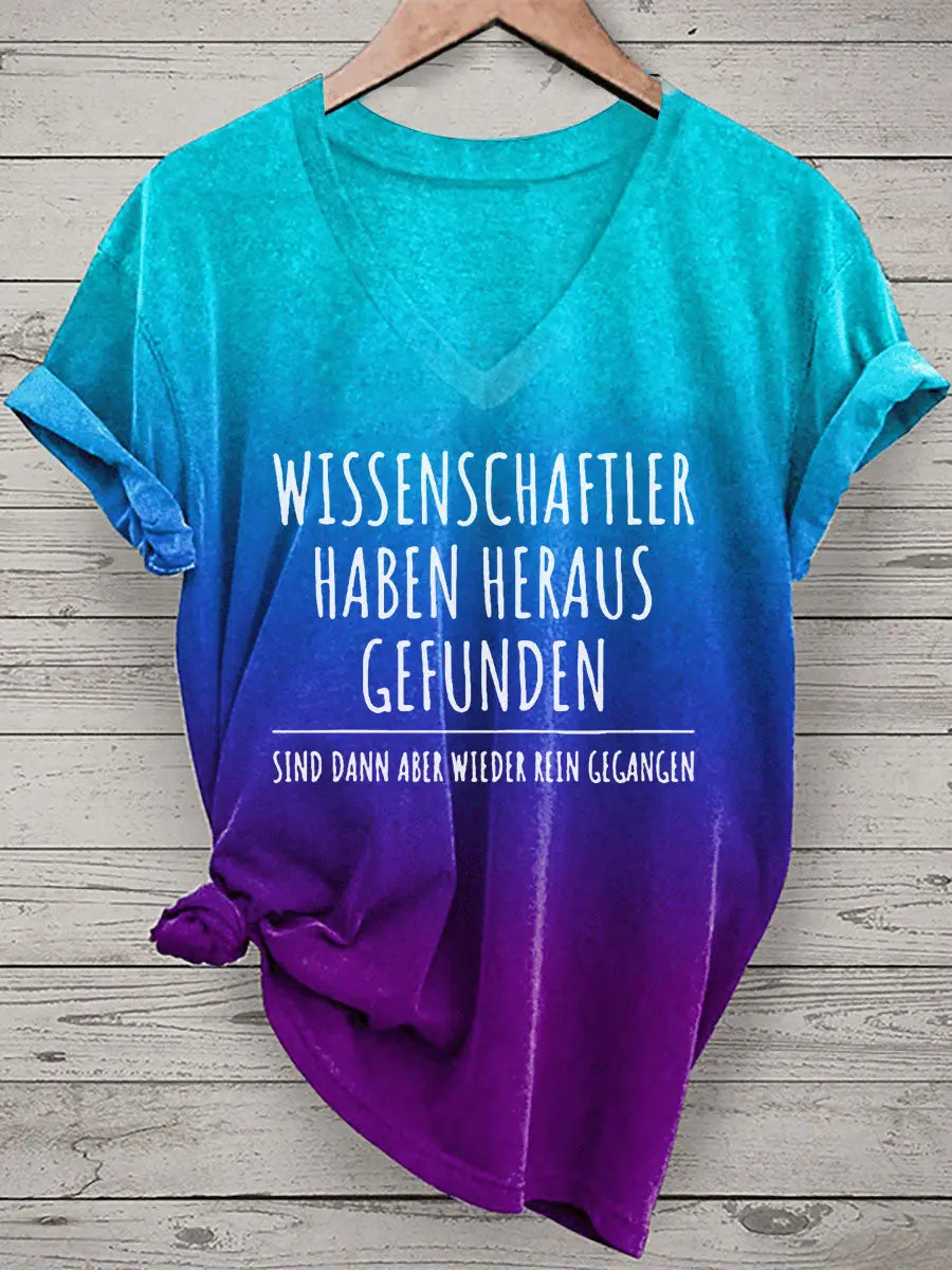 Damen Lustiger Spruch Wissenschaft ler Bachelor Master Frauen Bedrucktes T-Shirt mit V-Ausschnitt zartstils
