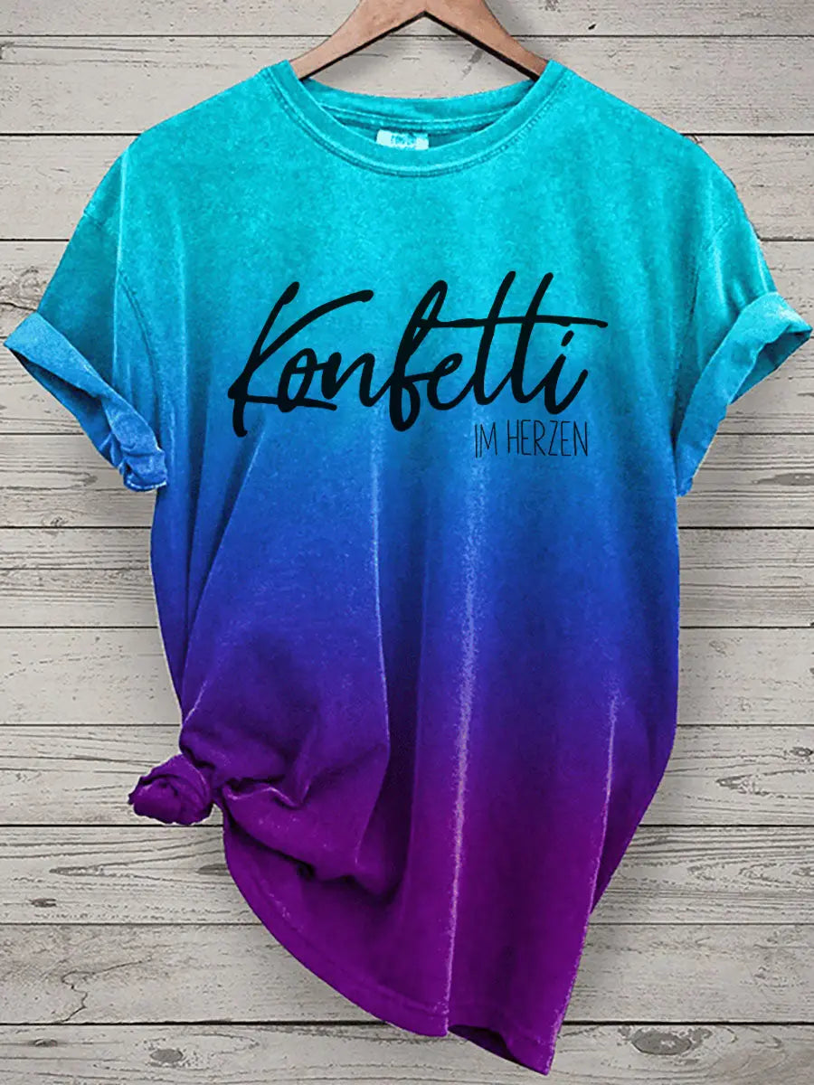Bedrucktes T-Shirt KONFETTI IM HERZEN für Damen zartstils