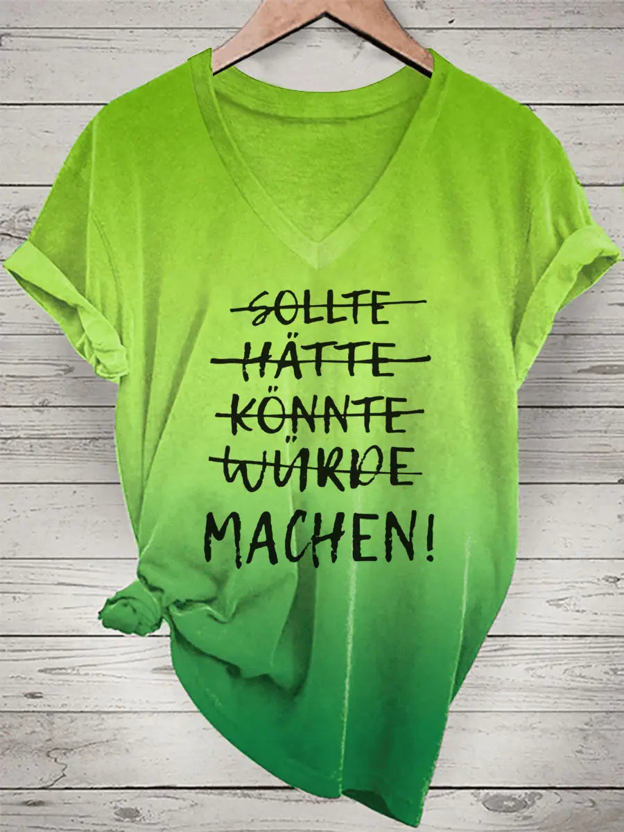 Damen Einfach machen Frauen T-Shirt mit V-Ausschnitt bedruckt zartstils