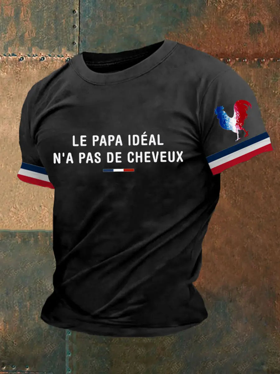 T-shirt à manches courtes imprimé à col en V pour hommes