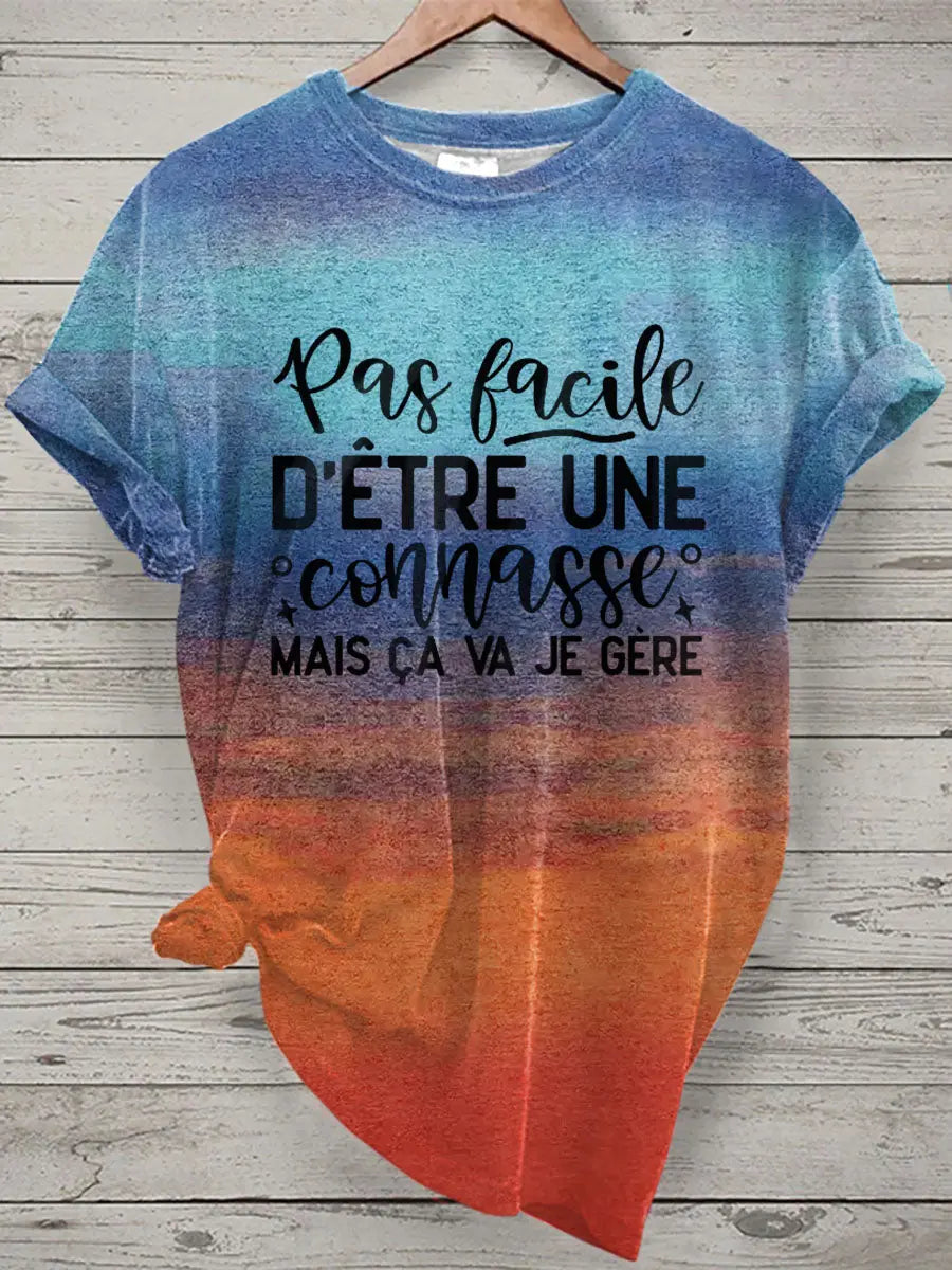 T-shirt Femme French Quote Tie Dye Print
