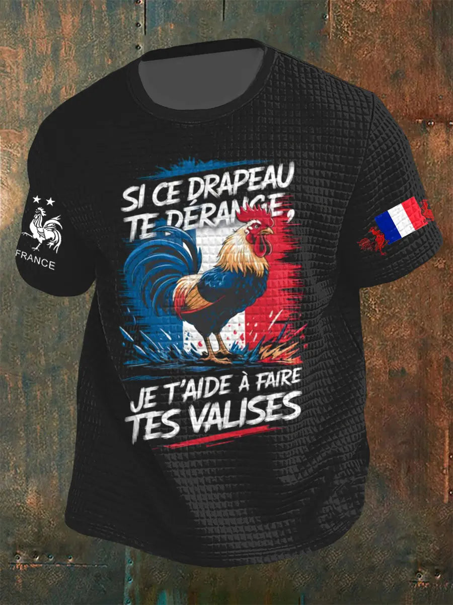 Haut à manches courtes Si Ce Drapeau Te Dérange Waffle Homme