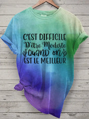 T-shirt Femme French Quote Tie Dye Print