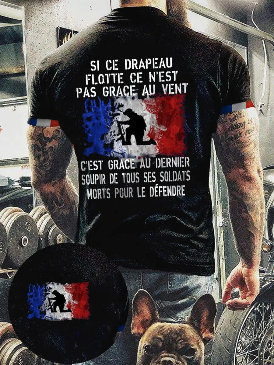 T-shirt à manches courtes Si ce drapeau flotte ce n'est pas grâce au vent Homme