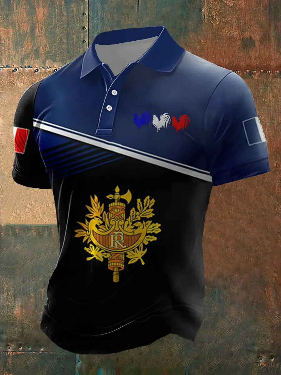 Le drapeau français des hommes conçoivent le polo à manches courtes
