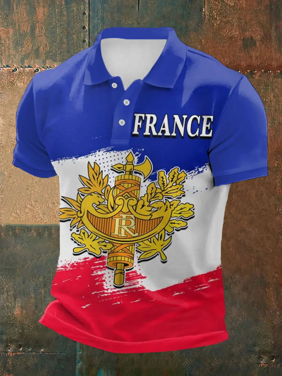 T-shirt à manches courtes imprimé drapeau France pour homme