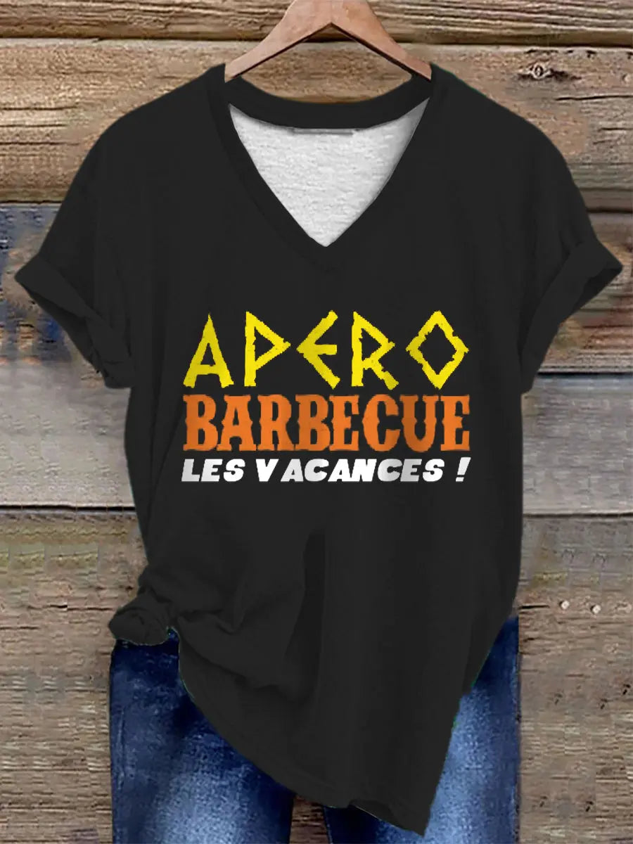 T-shirt Apéro barbecue les vacances pour femme