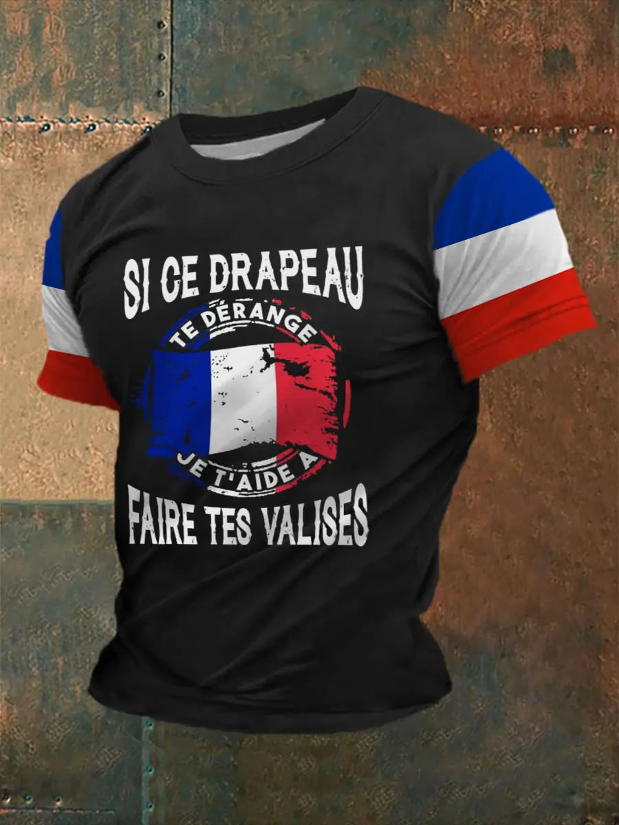 T-shirt imprimé à manches courtes Si Ce Drapeau Te Dérange Homme