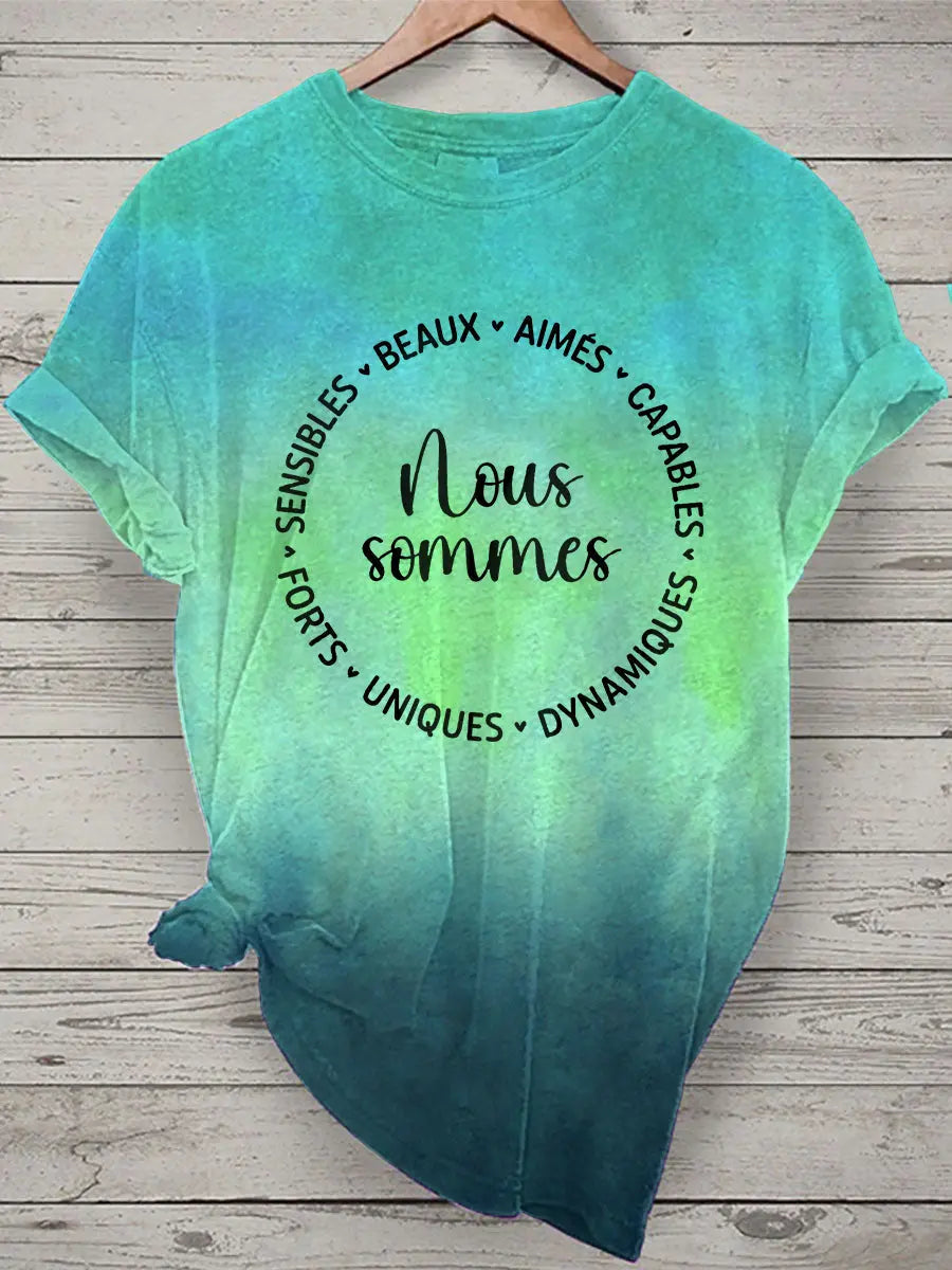 T-shirt Femme French Quote Tie Dye Print