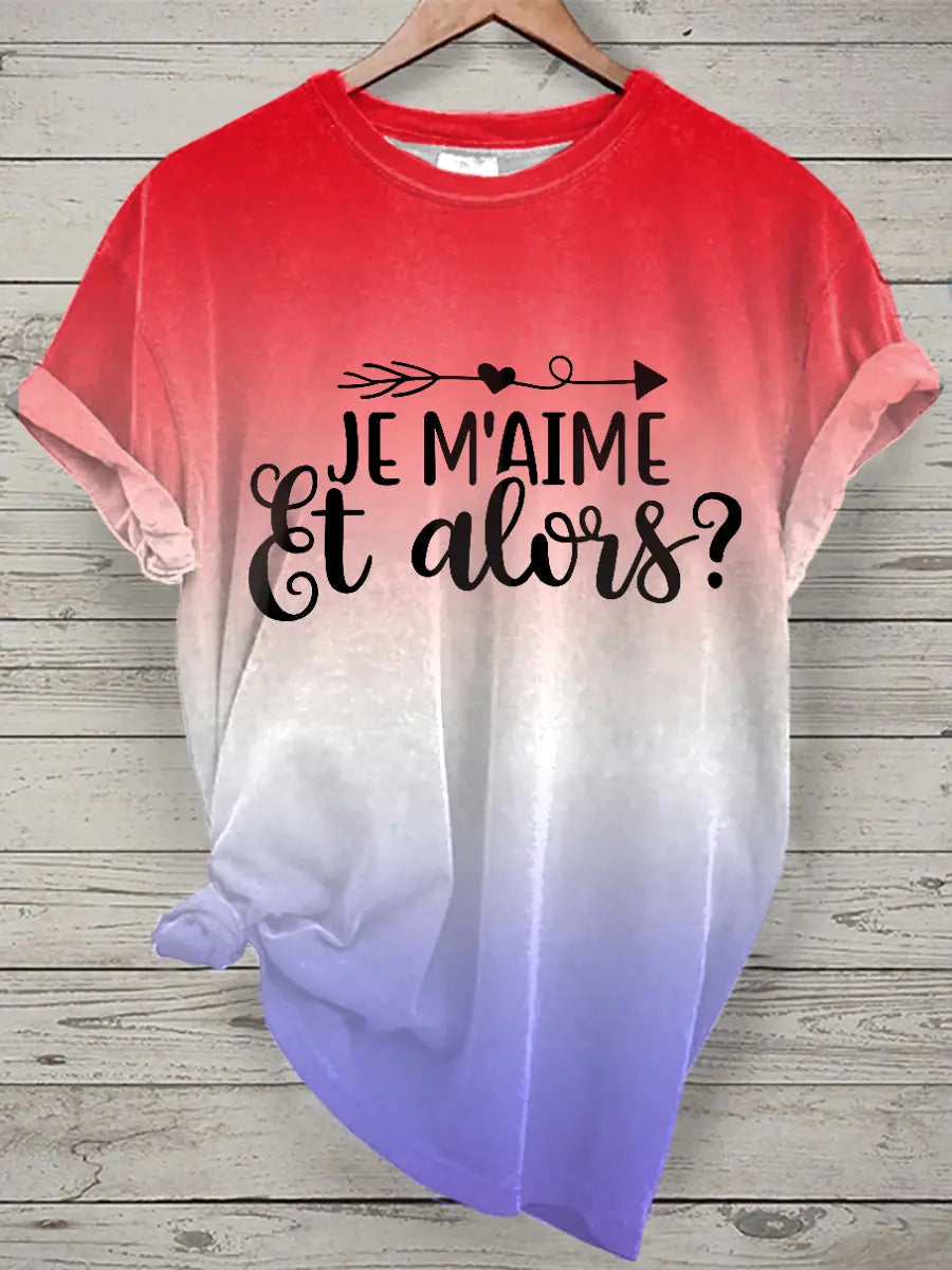T-shirt Femme French Quote Tie Dye Print