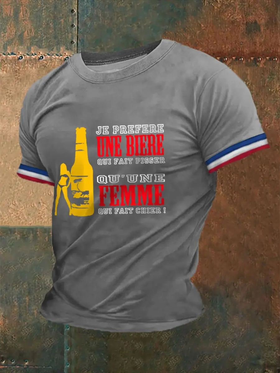 T-shirt Je préfère une bière qui fait pisser pour homme