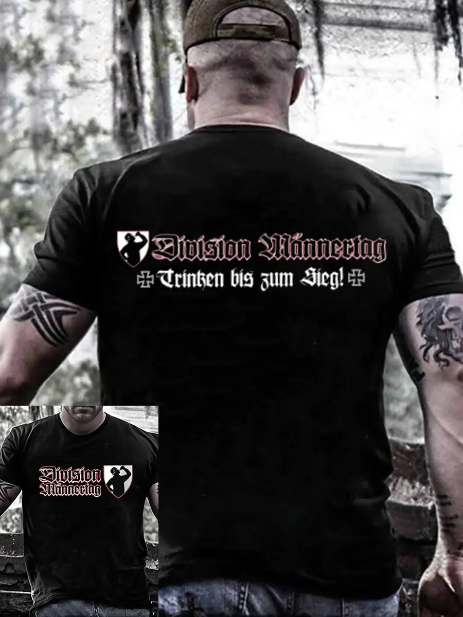 Herren Herren Herren tag Herren tag Trinken bis zum Sieg bedrucktes Kurzarm-T-Shirt