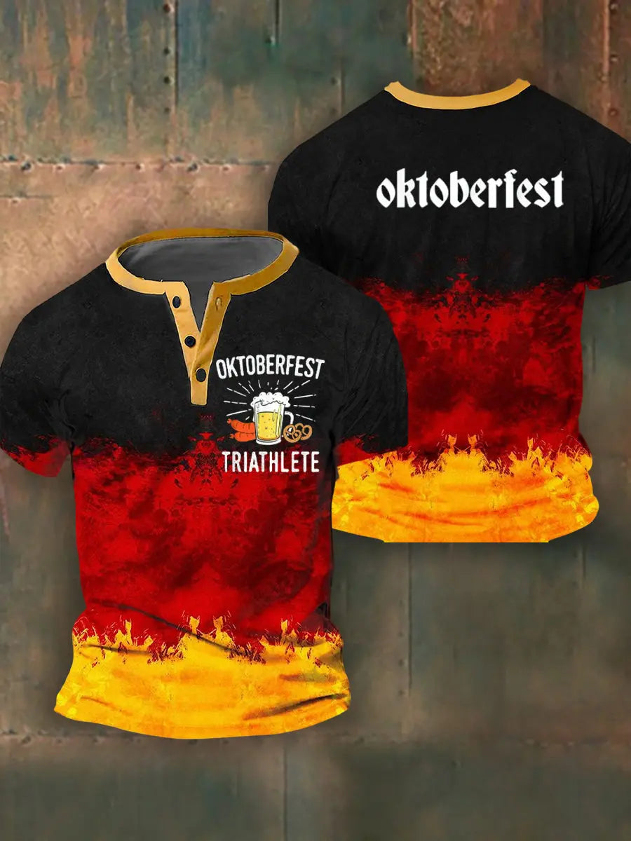 Männer Oktoberfest Triathlon Lustiges Trinken T-Shirt
