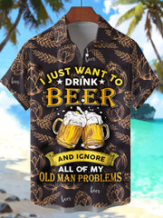 Men's Beer Print Short Sleeve Shirt