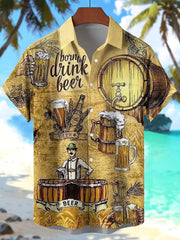 Men's Beer Print Short Sleeve Shirt