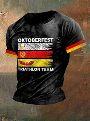Männer Oktoberfest Triathlon Lustiges Trinken T-Shirt