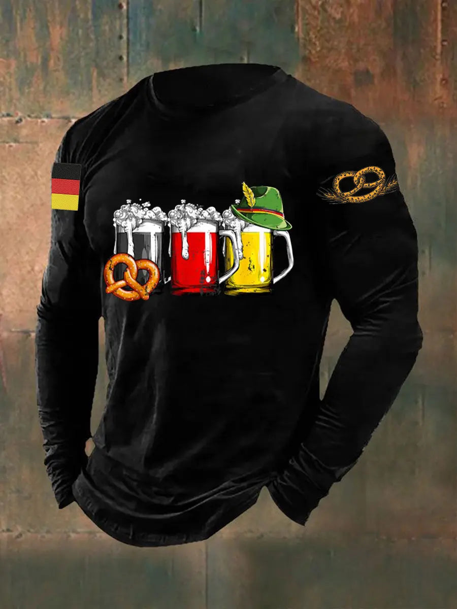 Men's German Beer Day Print Long Sleeve T-Shirt