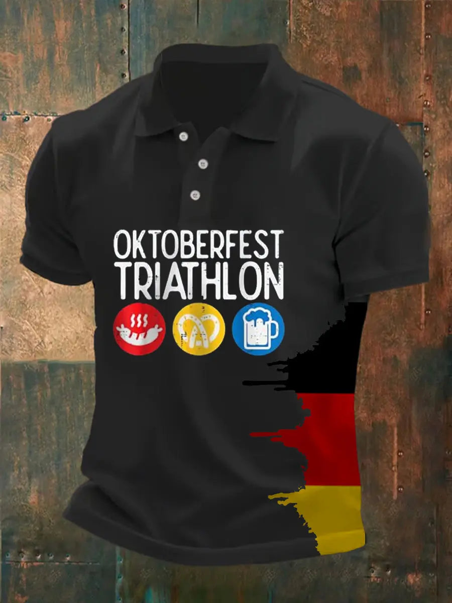 Herren Loses Basic V-Ausschnitt bedrucktes Kurzarm-T-Shirt