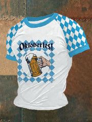 Herren Bier Fest Bayerisches Blau Kariertes Print Shirt