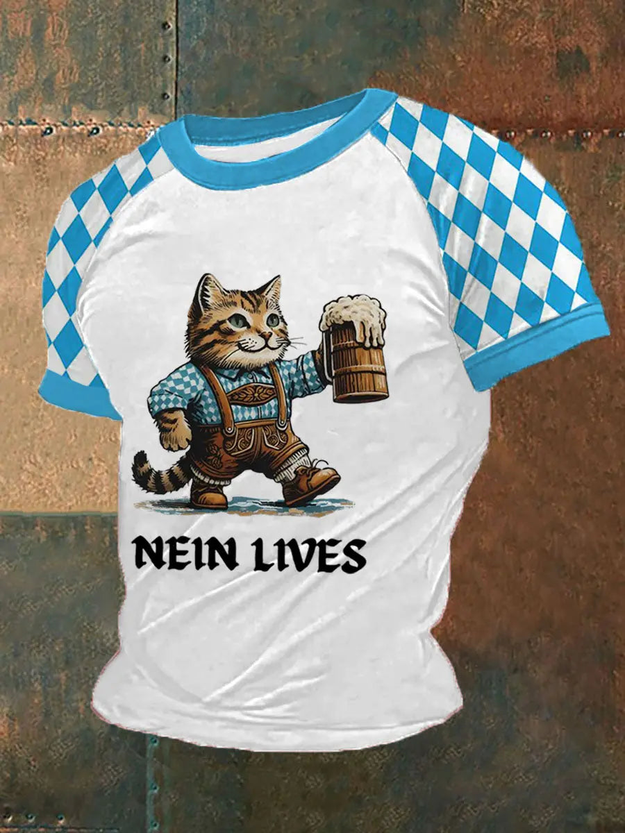 Herren Bier Fest Bayerisches Blau Kariertes Print Shirt