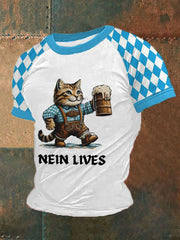 Herren Bier Fest Bayerisches Blau Kariertes Print Shirt