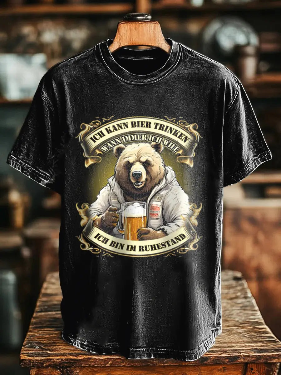 Herren Bier, ich bin im ruhe stand bedrucktes Kurzarm-T-Shirt