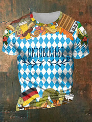 Herren Bier Fest Bayerisches Blau Kariertes Print Shirt