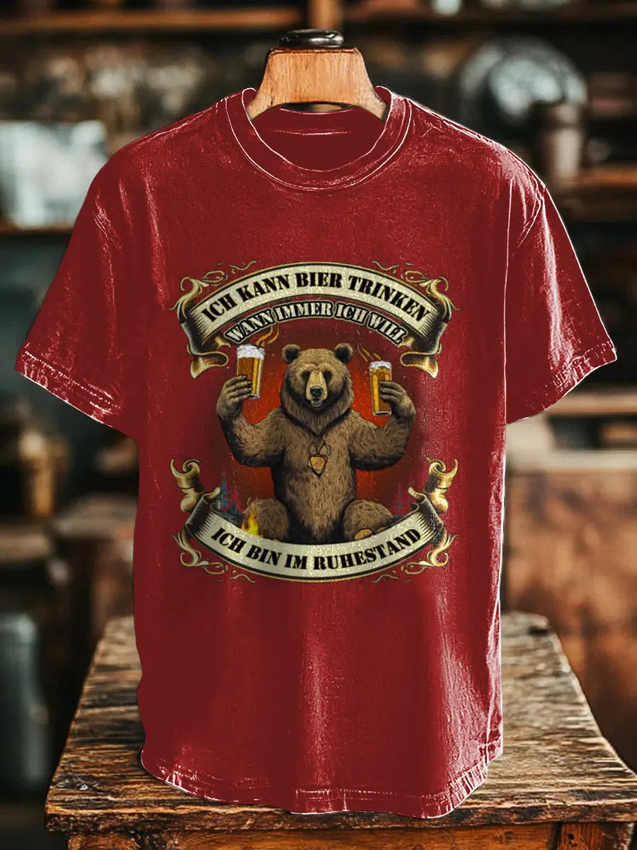 Herren Bier, ich bin im ruhe stand bedrucktes Kurzarm-T-Shirt