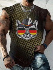 Men's Oktoberfest Flag Cat Print Vest