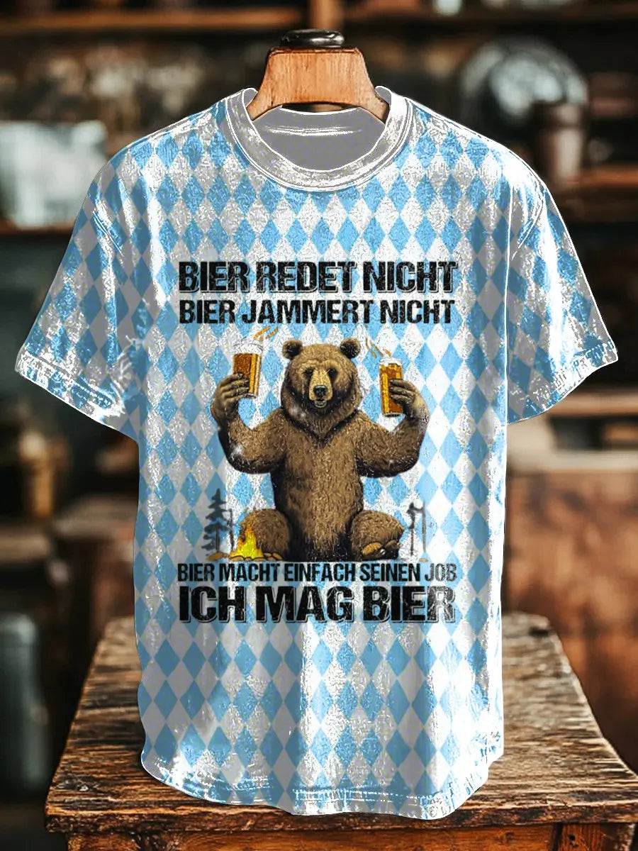 Herren Ich mag Bierchen Bedrucktes Kurzarm-T-Shirt