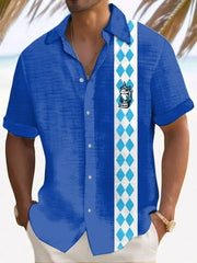 Herren Bier Fest Bayerisches Blau Kariertes Print Shirt
