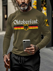 Deutsches Oktoberfest-Print-T-Shirt für Männer mit langen Ärmeln