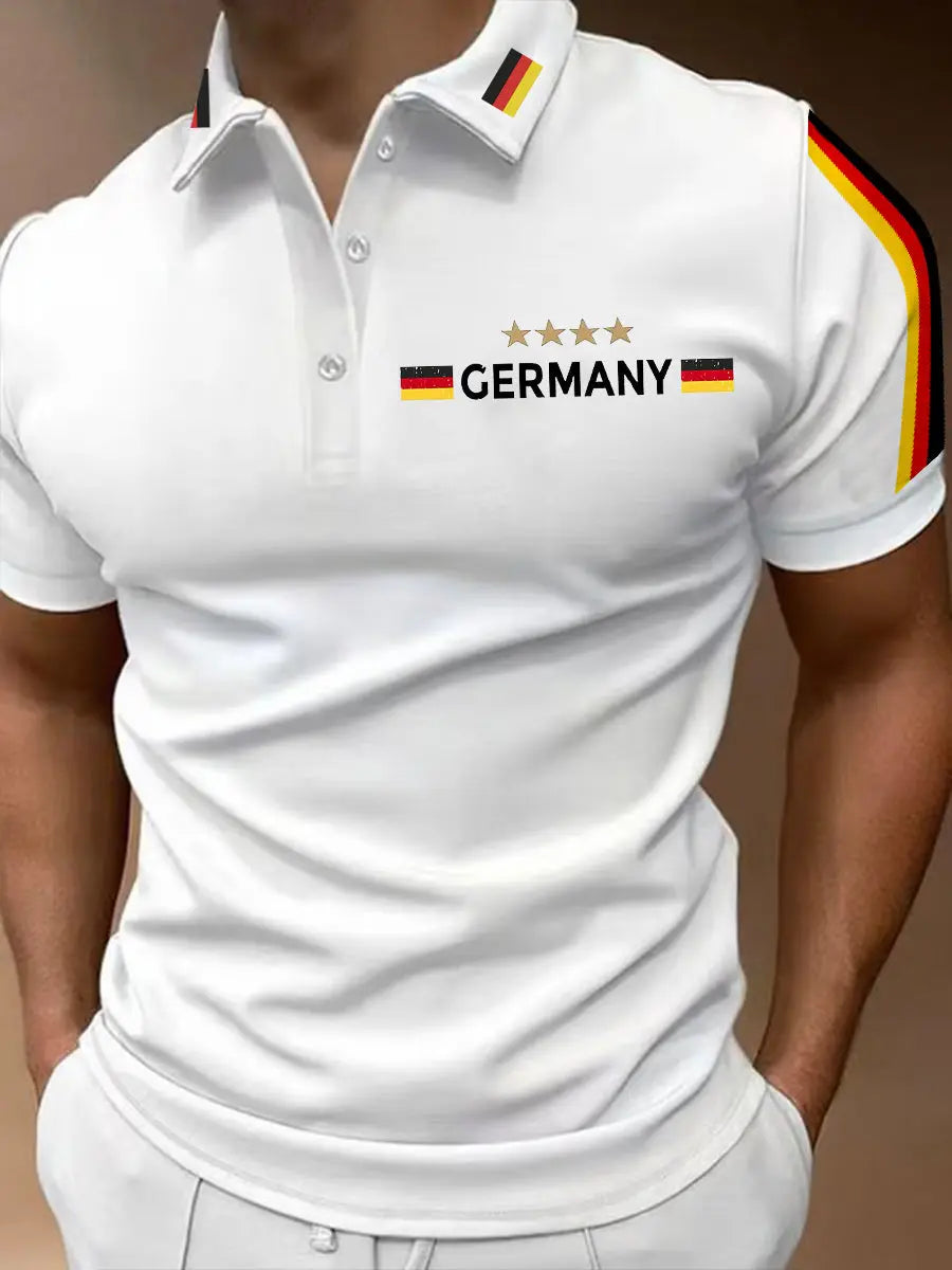 Men's German Print Polo Shirt