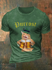 Herren Bierfest Lustiges Katzen-Print-Shirt