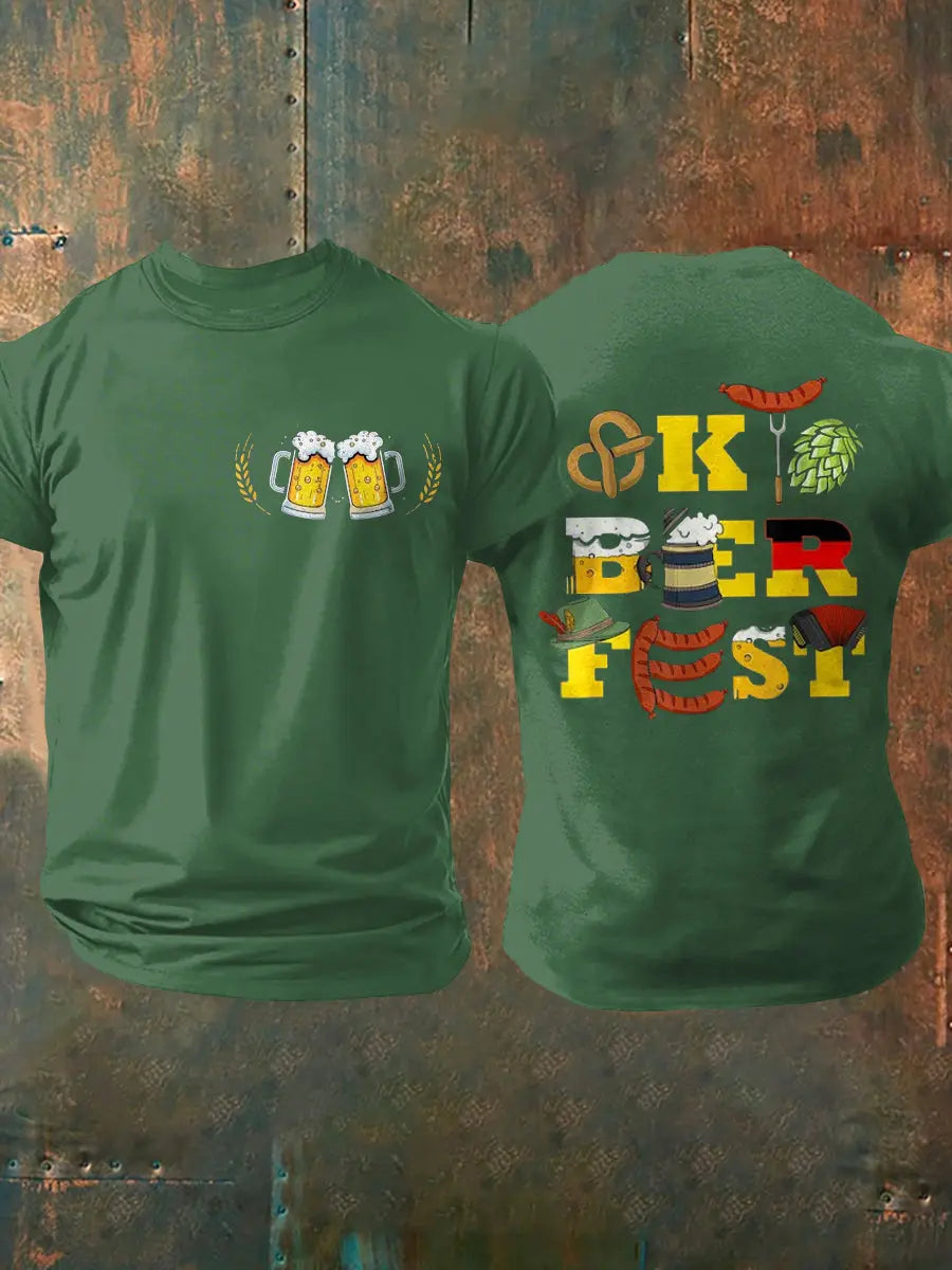 Herren Bier Fest Traditionelles Deutschland Food Print Shirt