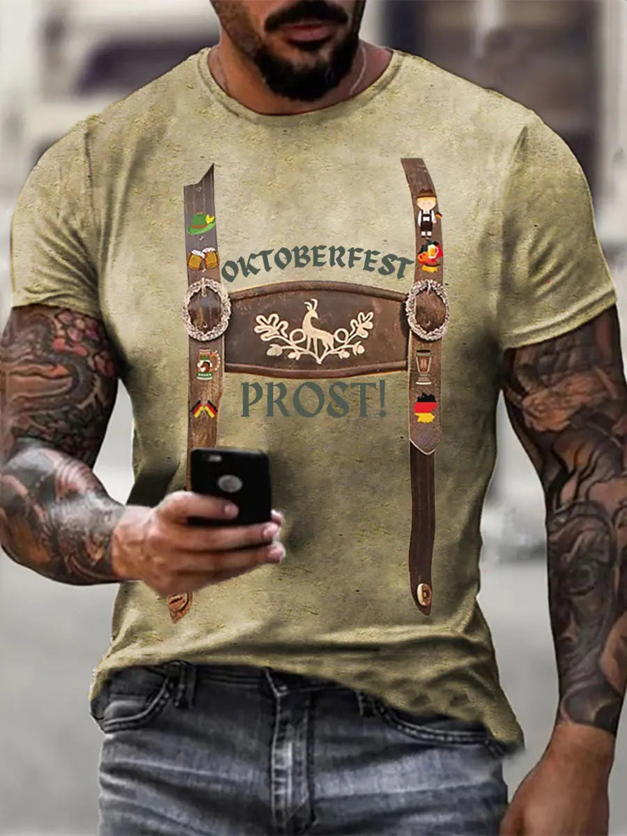 Herren Oktoberfest bedrucktes Kurzarm-T-Shirt