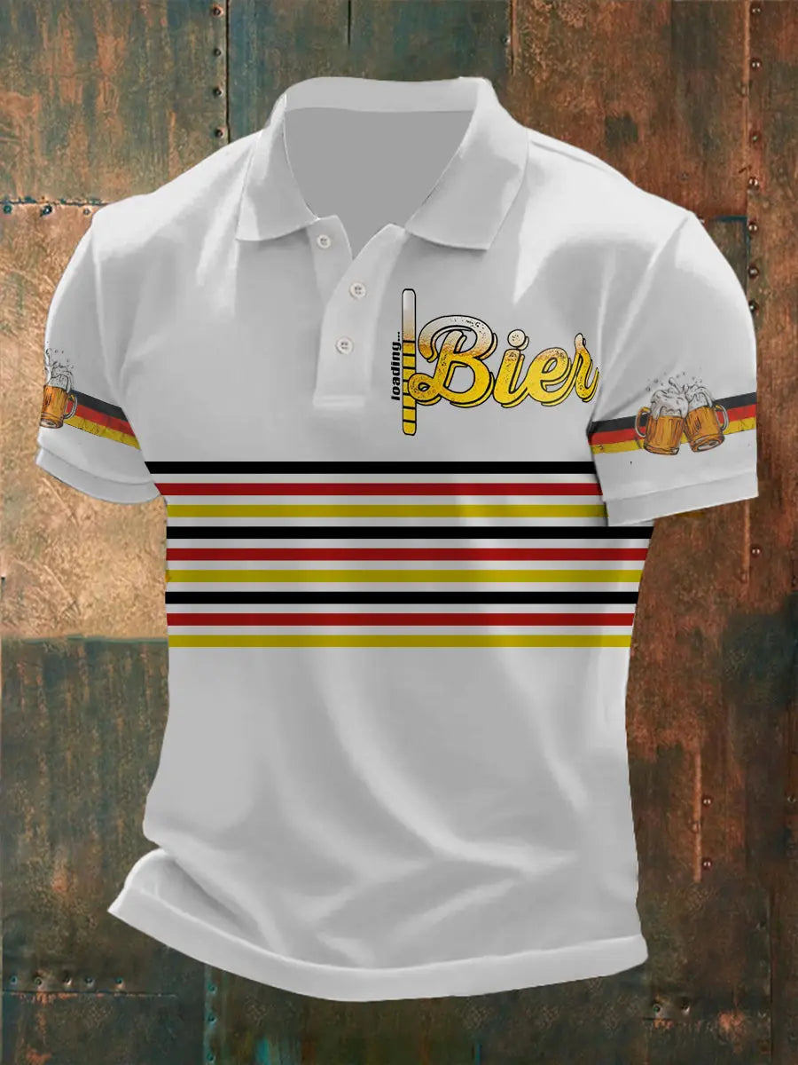Men's German Oktoberfest Print Short Sleeve Polo Shirt