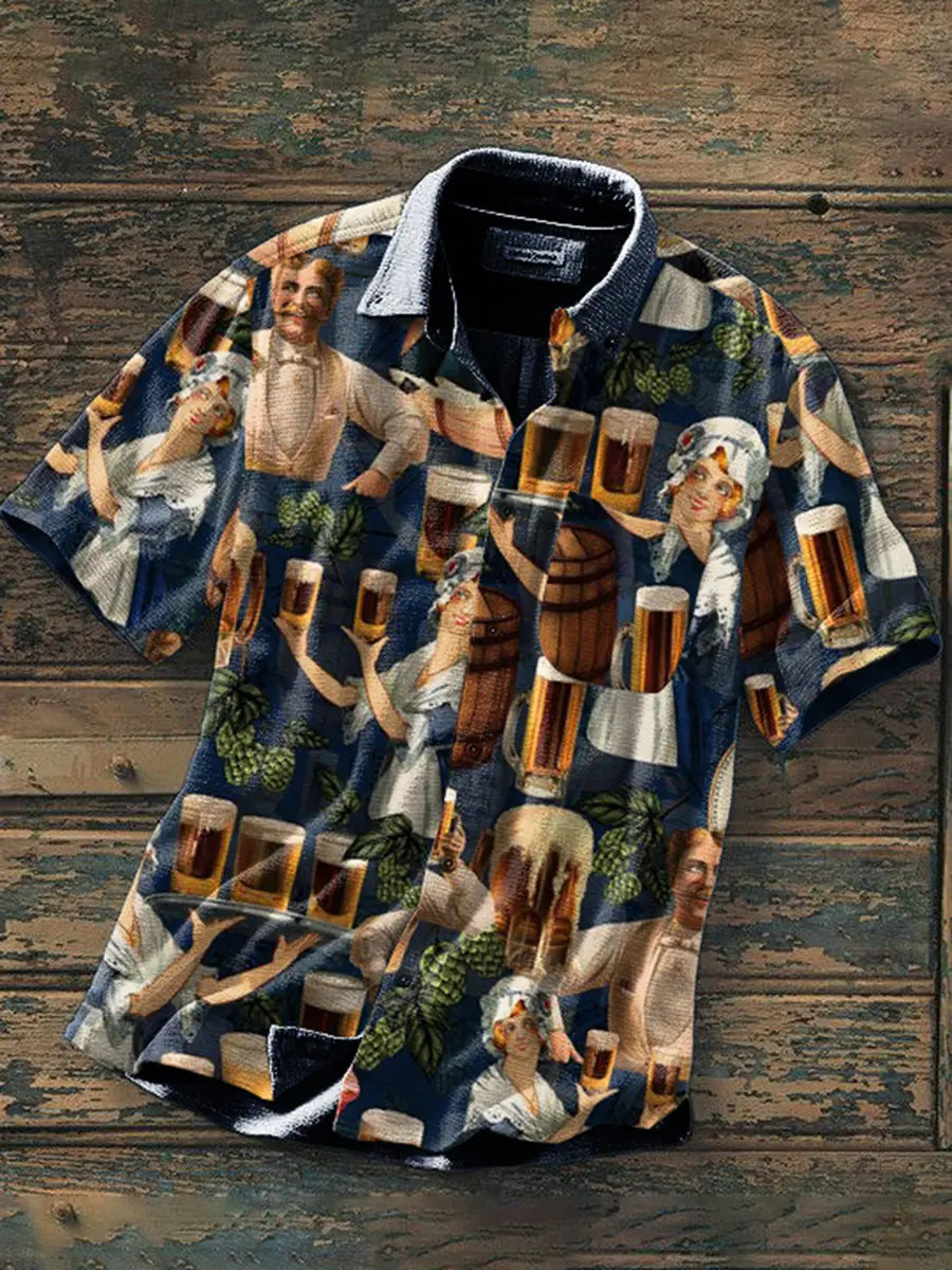 Herren-Hemd mit Bierdruck-Kurzarm
