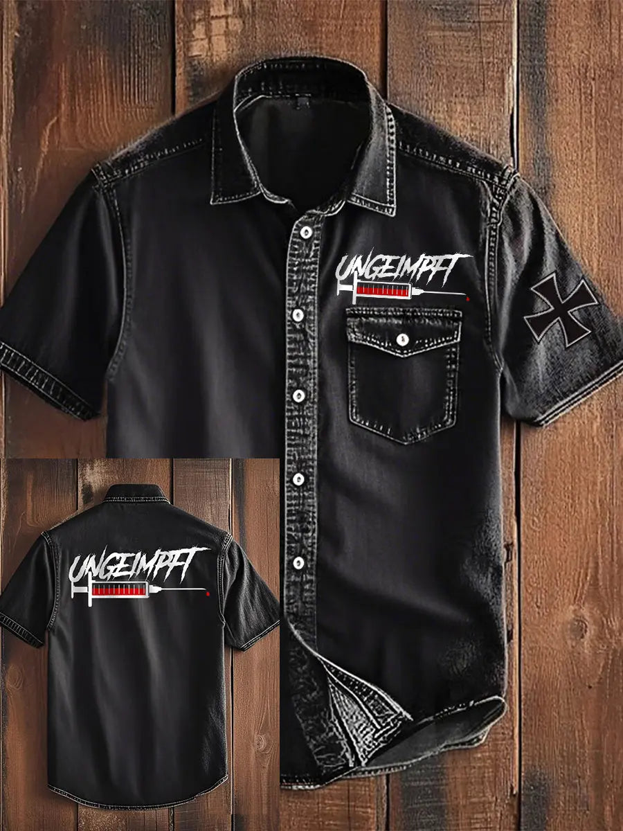 Herren-Kurzarm-Hemd mit Spritze ohne Impft